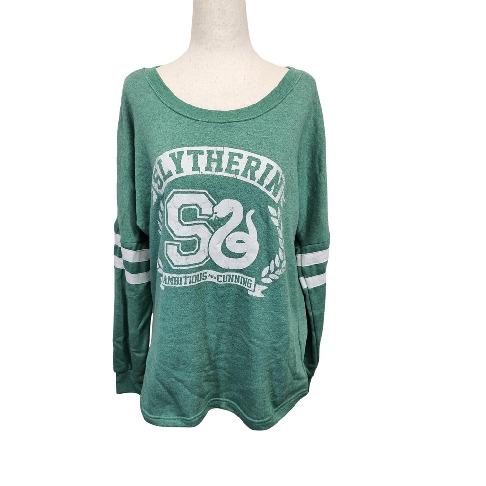 Harry Potter Slytherin Traits Shirt Womens Medium Green Long Sleeve Tee